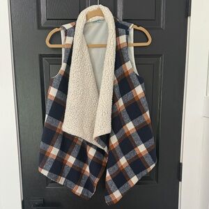 She + Sky Plaid Sherpa Lined Vest
